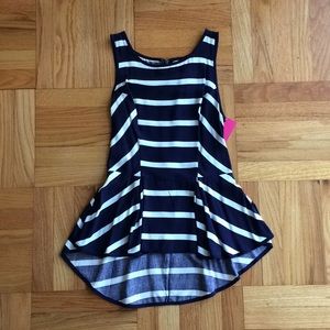Striped  Navy Peplum Tank